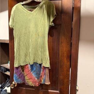 Multicolor Tie-Dye Women's Top and skirt
